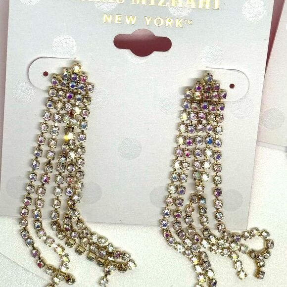 ISAAC MIZRAHI Gold Tone Crystal Dangling Post  Earrings - Picture 5 of 10